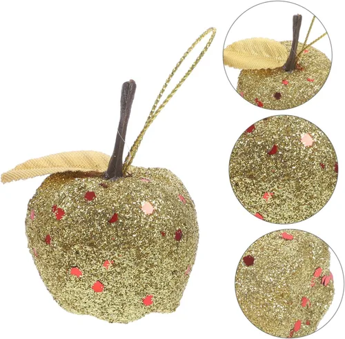Vista 9 de Garneck 20 adornos colgantes en forma de manzana para árbol de Navidad, adornos pequeños dorados, mini colgantes de manzana de Navidad
