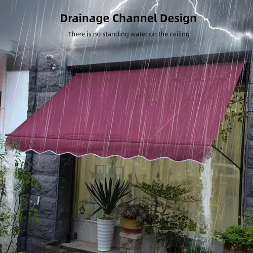 Vista 2 de SHOGUM toldo retráctil para patio exterior, toldos de patio para sombra y lluvia, toldo retráctil manual para patio, toldos portátiles de 6.56 pies