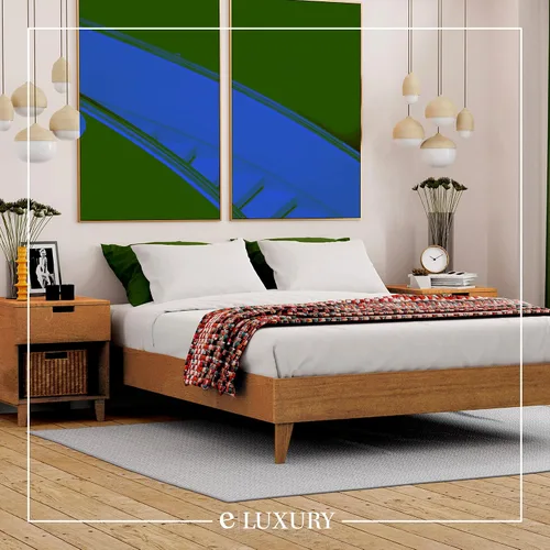 Vista 8 de Plataforma moderna para cama - Diseño de madera maciza - Fabricado en Estados Unidos - Fácil de armar, Madera, almendra