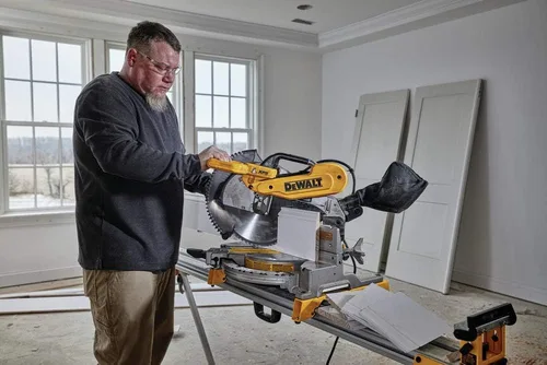 Vista 13 de DEWALT Sierra ingletadora, 12 pulgadas, doble bisel, compuesto, línea de corte XPS, 15 amperios (DWS716XPS)
