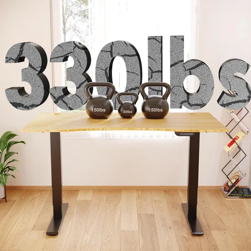 Vista 7 de FLEXISPOT E6 MAX - Escritorio de pie de bambú de doble motor de 48 x 24 pulgadas, 3 etapas, capacidad de peso de 330 libras, escritorio de altura