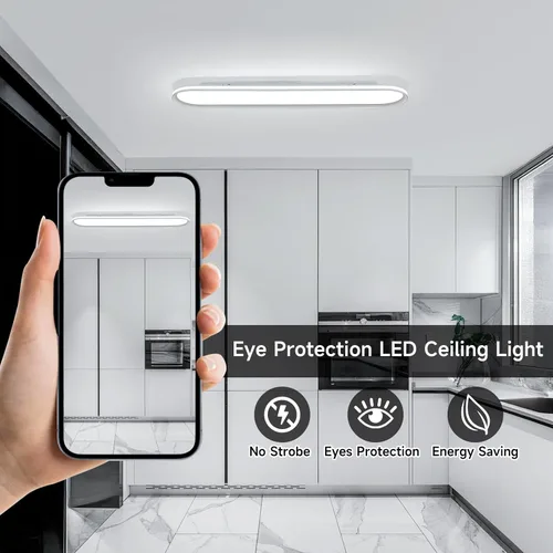 Vista 4 de Lámpara de techo LED de metal de 37.4", delgada, iluminada por los bordes - lámparas lineales de espectro completo de 55W, 6500K, lámpara de techo