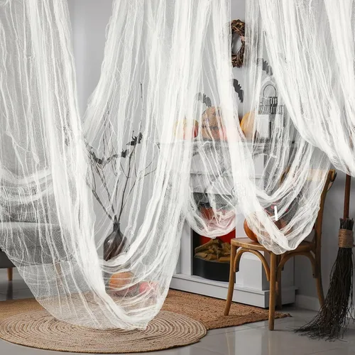 Vista 8 de Watayo Paquete de 8 paños espeluznantes de Halloween, tela espeluznante de 72 x 30 pulgadas, tela de araña elástica de Halloween, gasa espeluznante
