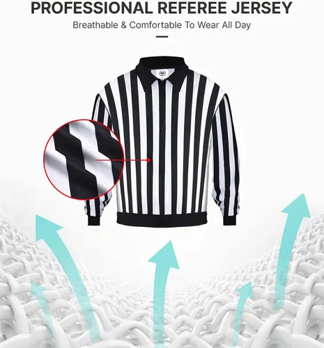 Vista 3 de ChinFun Men's Referee Shirt Collared Official Mens Ref Shirt Jersey Short Sleeve Football Halloween Costume