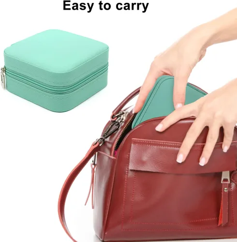 Vista 7 de KEINE MARKE Joyero pequeño, estuche portátil de viaje para anillos, colgantes, aretes, collares, organizadores de pulseras, cajas de almacenamiento