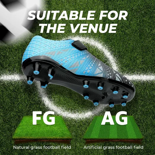 Vista 7 de ASHION Botines de fútbol unisex para niños y niñas, para césped firme, sin atar, zapatos de fútbol duraderos