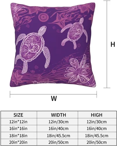 Vista 2 de Hawaii con estampado de tortuga marina morada, fundas de almohada modernas, fundas de almohada cuadradas decorativas suaves para decoración