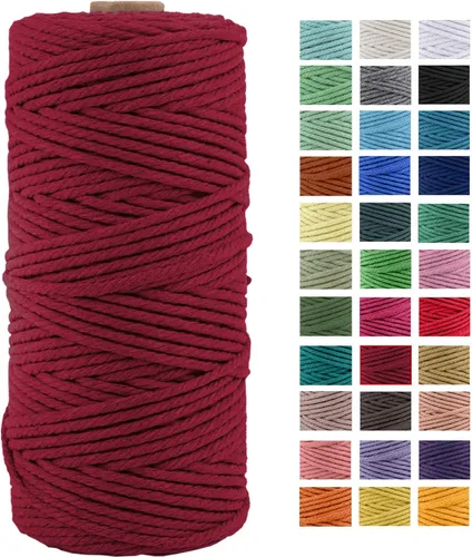 Vista 31 de Cordón de macramé de algodón natural grueso de 3mm x 109 yardas, cuerda de algodón trenzado de 4 hebras para macramé suave de color natural hecho a