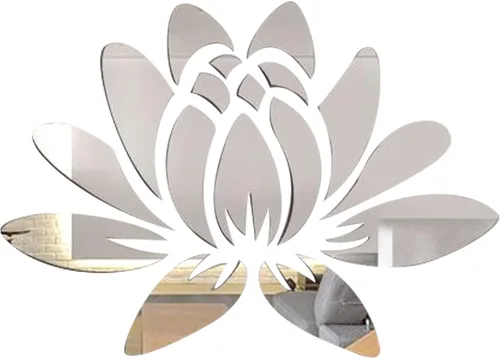 Vista 9 de CREATCABIN Espejo acrílico 3D de flor de loto, calcomanías de arte de pared, autoadhesivas, removibles, Halloween, para el hogar, dormitorio, sala