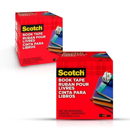 Vista 5 de Scotch - Cinta de reparación de libros, transparente, 4 pulgadas x 15 yardas (núcleo de 3 pulgadas), 2 rollos, cinta adhesiva duradera extra ancha