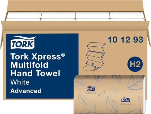 Vista 5 de Dispensador de toallas de papel plegadas Tork Xpress (acero inoxidable) y toallas de mano suaves plegadas Tork Xpress (paquete de 16)