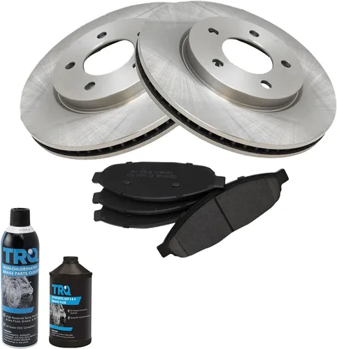 Vista 2 de TRQ Kit de pastillas de freno de disco delantero y rotor con productos químicos compatibles con Pacifica 04-08