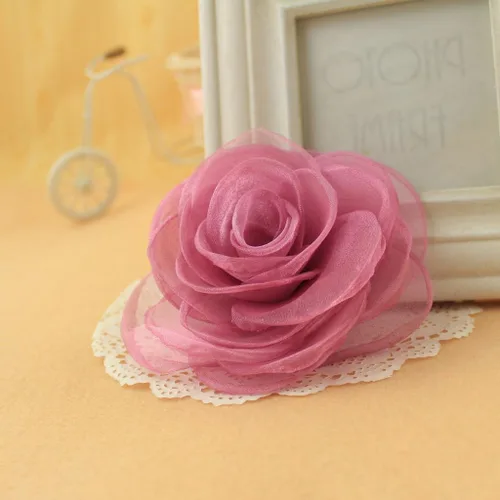 Vista 17 de adorables broches de rosas, clip para el cabello de flores de seda para mujer [joyas], sin metal, Rojo, XOTW05C4