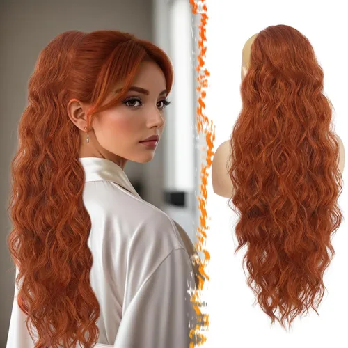Vista 22 de BARSDAR Extensión de cola de caballo resaltada - 20 pulgadas de extensión de cola de caballo rizada y ondulada con cordón para mujeres - Extensiones