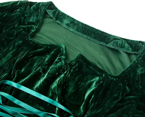 Vista 7 de SHOPESSA Disfraz de Halloween para mujer, vestido medieval de terciopelo, manga acampanada, longitud hasta el suelo, vestido renacentista del siglo
