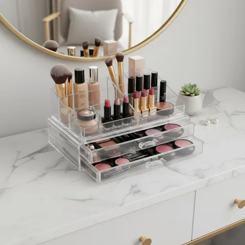 Vista 3 de OnDisplay Organizador de cosméticos y joyas de acrílico de lujo de 2 niveles