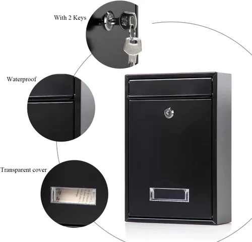 Vista 4 de Buzones con Cerradura Montados en la Pared Verticales – Jssmst Buzón de Correo con Cerradura de Llave y Ranura de Depósito de Capacidad Media