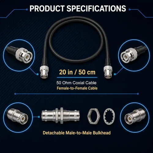 Vista 3 de RS Premium BNC - Kit de cable de extensión de antena coaxial para micrófonos inalámbricos, cables de núcleo de cobre blindados contra el ruido