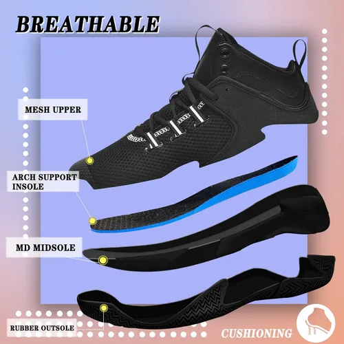 Vista 3 de CJSPORX Mens Basketball Shoes Breathable Non Slip Running Fashion Sneakers