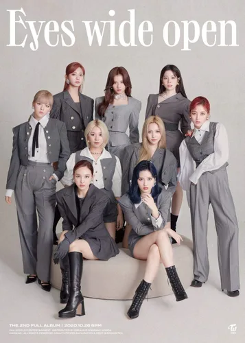 Vista 5 de Twice Eyes Wide Open 2nd Album versión aleatoria CD1P cartel lírico en paquete88p PhotoBook1p tarjeta de mensajeDIY Sticker5p PhotoCardMensaje