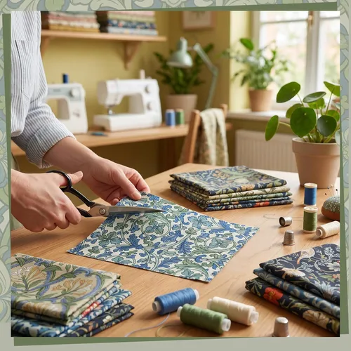 Vista 6 de 25 cuadrados de tela de algodón William Morris, 10 x 10 pulgadas, diseño Algodón precortado, 25 patrones florales vintage surtidos, para acolchar