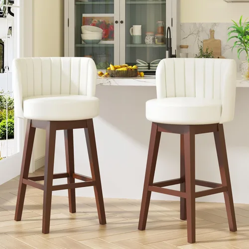 Vista 25 de COCO DESIGN - Juego de 2 taburetes de bar giratorios, 24" de altura del asiento, taburetes de bar de estilo moderno de mediados de siglo