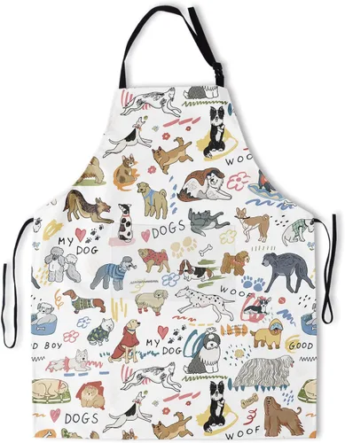 Vista 14 de Delantales para mujeres y hombres, delantal impermeable con 2 bolsillos, para peluquero, chef, cocinar, asar, accesorios de cocina, 28 x 33 pulgadas