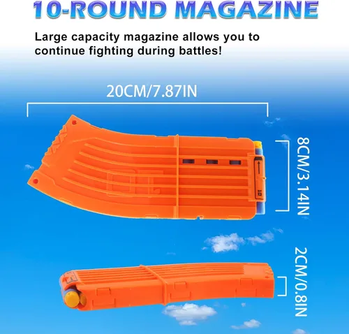 Vista 3 de BOROLA 10 dardos curvados cargador cargador clip de recarga rápida compatible con Nerf Elite (naranja, 3 piezas)