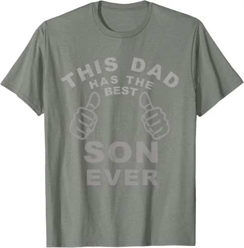 Vista 29 de Camiseta con texto en inglés "This Dad Has the Best Son Ever", regalo del día del padre, Negro