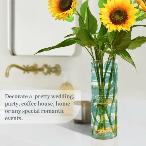 Vista 4 de Green Dolphin Coconut Tree Plastic Vases 11.8 x 3.9 Inch decorative Tall Flower Vase Modern Entryway Shelf Housewarming jarron para centro de mesa