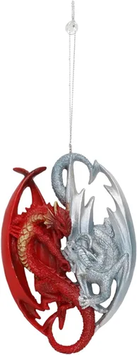 Vista 3 de Ebros Gift Anne Stokes - Figura decorativa de árbol de fantasía de dragones, dragones de fuego y hielo, adornos de Halloween o Navidad, escultura