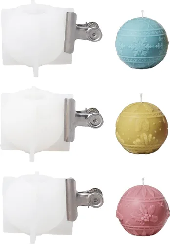 Vista 10 de BOOWAN NICOLE Molde de silicona de vela ligera de bola de Navidad para hacer velas, molde de silicona para velas hechas a mano DIY decoración