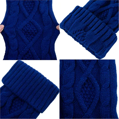 Vista 5 de Medias de Navidad a granel, medias de punto trenzado azul de 18 pulgadas para decoración navideña de vacaciones, paquete de 6