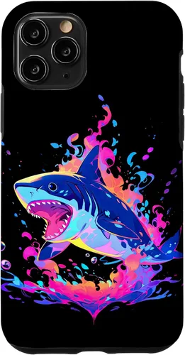 Vista 27 de iPhone 16 Colorful Shark, Spirit Animal, Multicolor Art, Case