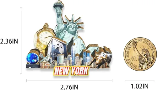Vista 3 de Imán de nevera con imán de Nueva York de Estados Unidos, 3D, monumentos de madera, viajes, coleccionables, recuerdos, decoración hecha a mano