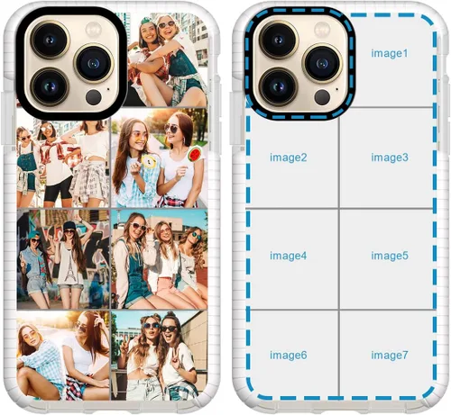 Vista 14 de Funda personalizada para iPhone 15 Pro, collage de fotos personalizada de múltiples imágenes, resistente a los impactos, suave funda protectora