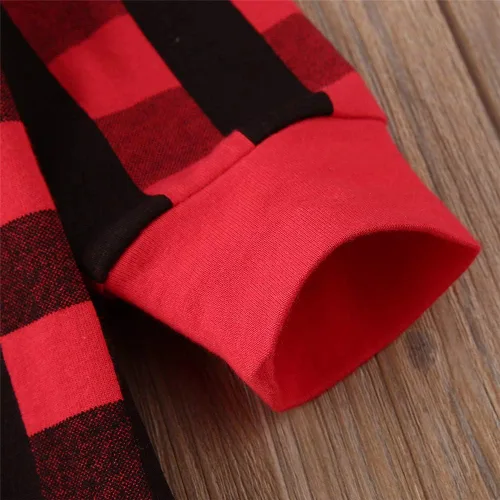 Vista 6 de DuAnyozu Mameluco de manga larga con volantes a cuadros rojos para bebés y niñas pequeñas, ropa de otoño e invierno