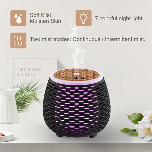 Vista 3 de Paquete de 2 difusores esenciales de trabajo silencioso de 4.7 fl oz de 4.7 fl oz de 25 dB, difusor de aromaterapia, humidificador de niebla fría