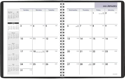 Vista 2 de Agenda mensual 2022 de AT-A-GLANCE, 7.0 x 8.2 pulgadas, mediano, DayMinder, negro (G40000)