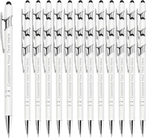 Vista 64 de Aolun Bolígrafo personalizado, bolígrafo grabado personalizado con lápiz capacitivo, 12 unidades, metal suave al tacto, introduce el nombre, Naranja