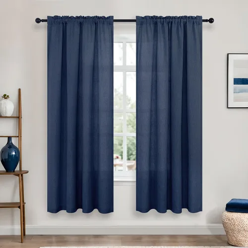 Vista 167 de KOUFALL Juego de 2 cortinas de puerta francesa, cortinas de lino para puerta/ventana, cortina transparente boho para cristal lateral delantero
