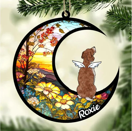 Vista 135 de LOVELYPOD Adorno de Navidad personalizado para perro Basset Hound (marrón) Basset Hound (marrón) adorno para atrapasoles de perro, razas de perros