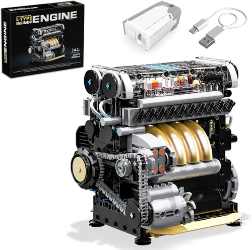 Vista 11 de V8 Kit de modelo de motor que funciona, construye tu propio mini motor de automóvil visible, juego de construcción de experimentos de ciencia física