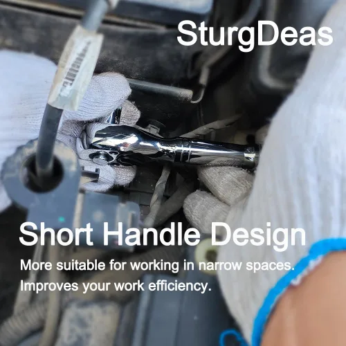 Vista 7 de StrugDeas - Llave de trinquete (72 dientes, 3/8 pulgadas) Quick-Release Socket Wrench with a Extension Bar(5 inch), Reversible Switch, Chrome