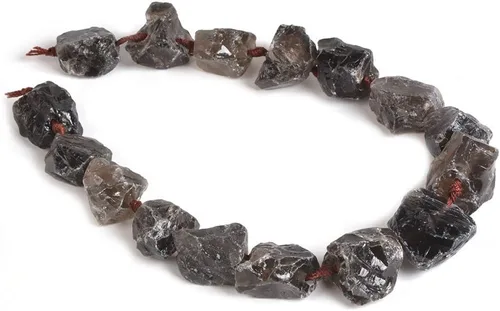 Vista 18 de Agujero graduado crudo del filamento 6.6 ft m de los granos de la pepita cristalina de la piedra preciosa del turmalina negra