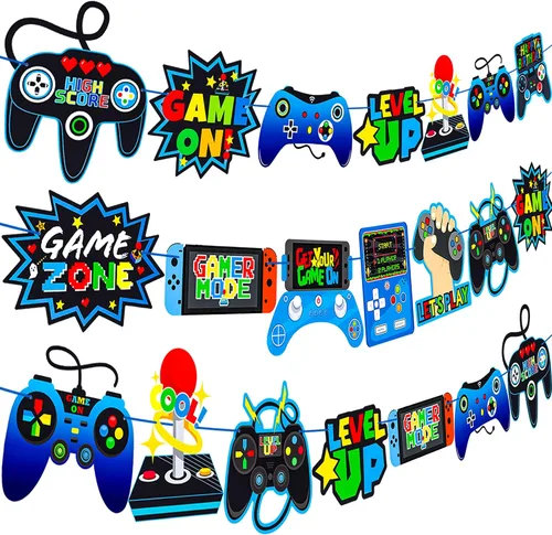 Vista 2 de 3 unidades de controlador de videojuegos, decoración de fiesta de video, decoración de cumpleaños para niños y niños, suministros de fiesta