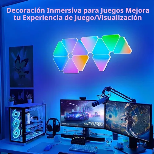 Vista 4 de Luz triangular de 4 paneles LED para expansión solamente, luces triangulares para decoración de luces de sala de juegos Dreamcolor, luz de pared