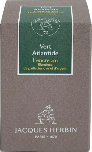 Vista 3 de Jacques Herbin - Ref H15139 - Tinta para bolígrafos estilográficos y bolígrafos enrollables - Vert Atlantide - Botella de 1.7 fl oz - 350