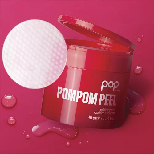 Vista 2 de POP Beauty POMPOM PEEL - 40 almohadillas exfoliantes preempapadas, renovadoras, purificadoras, iluminadoras, alisas, granadas, hamamelis, ácido