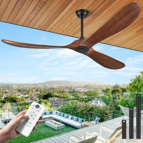 Vista 17 de Ventiladores de techo ABZ sin luces - Ventiladores de techo modernos de 52 pulgadas sin luces con control remoto, ventiladores de techo de 3 aspas